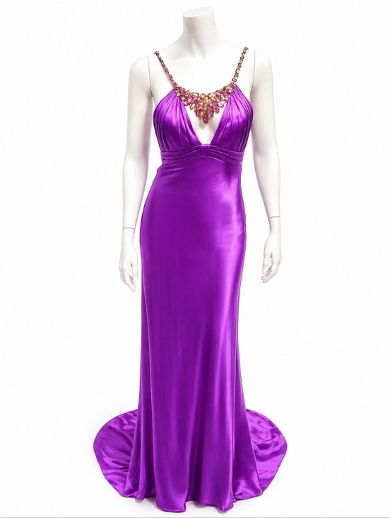 Flirt by Maggie Sottero Dresses & Skirts - Flirt By Maggie Sottero Embellished Bright Violet Satin Formal Dress Sz 2 Fairy